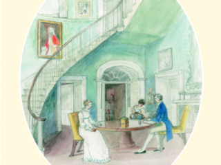 Mr Darcy was writing - Jane Austen card on sale at Winchester Cathedral gift shop.