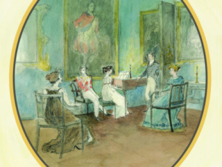 When coffee was over - Jane Austen card on sale at Winchester Cathedral gift shop.