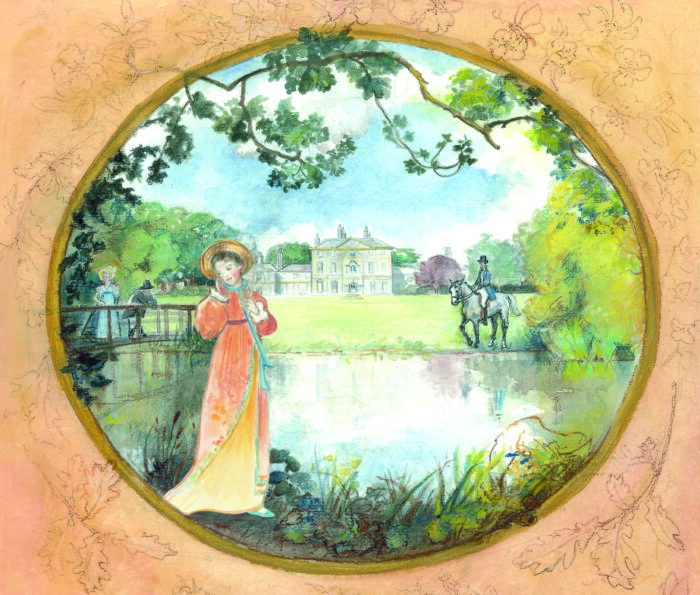 They crossed it by a simple bridge - Jane Austen card on sale at Winchester Cathedral gift shop.