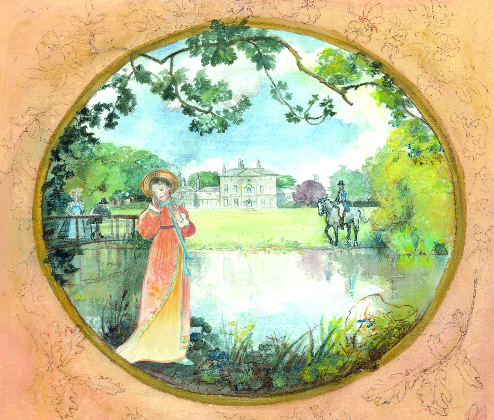They crossed it by a simple bridge - Jane Austen card on sale at Winchester Cathedral gift shop.