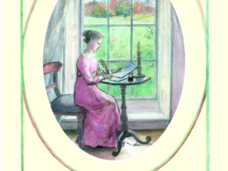 It appears to method the usual style of letter writing among women is faultless - Jane Austen card on sale at Winchester Cathedral gift shop.