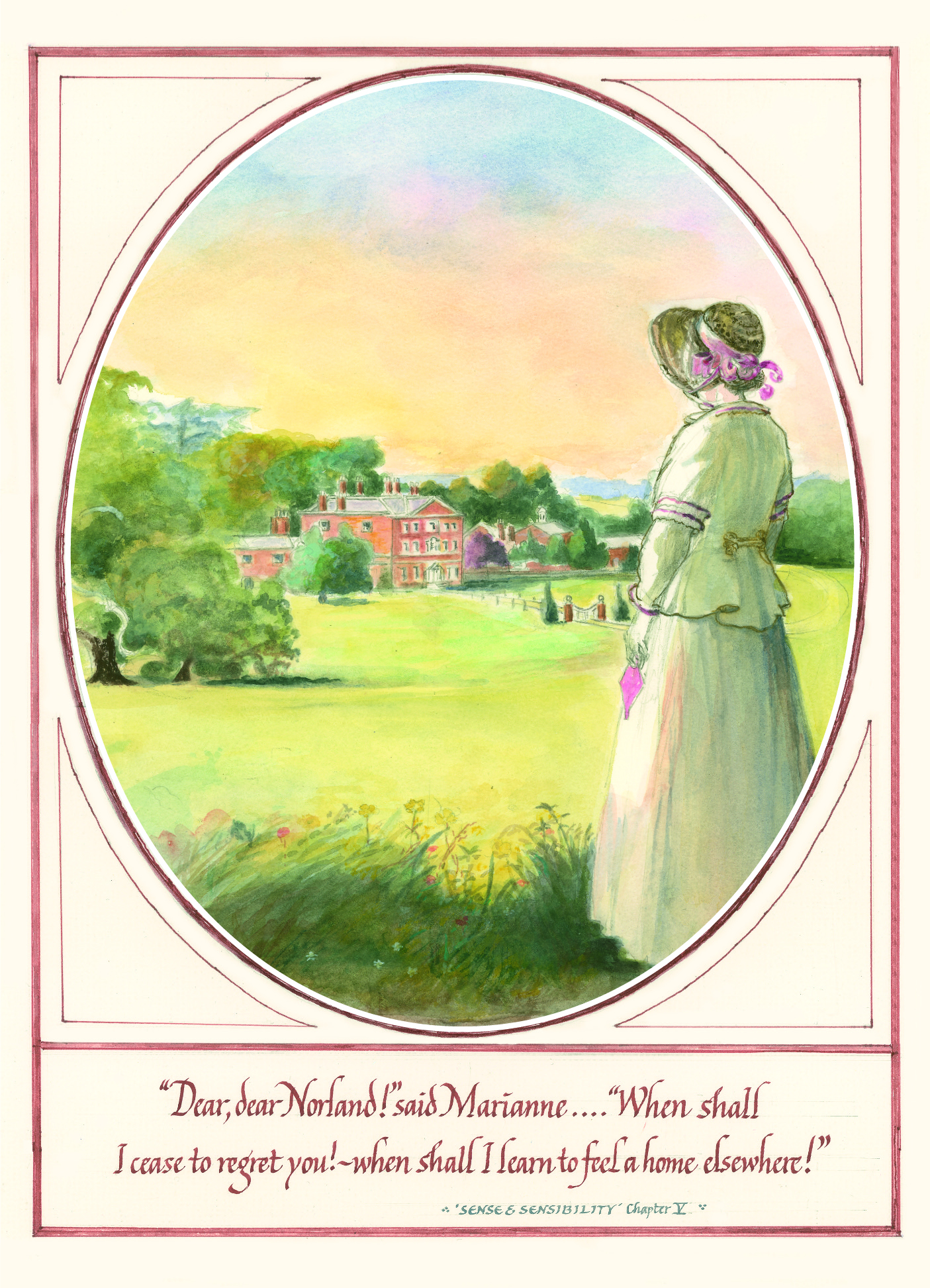 Dear, dear Norland! said Marianne - Jane Austen card on sale at Winchester Cathedral gift shop.
