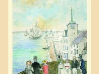 Looking over the harbour from Mansfield park - Jane Austen card on sale at Winchester Cathedral gift shop.