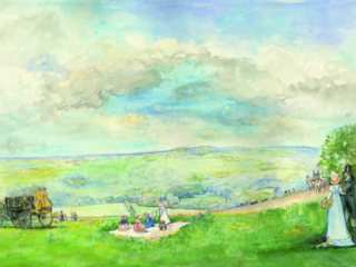 Emma on Box Hill  - Jane Austen card on sale at Winchester Cathedral gift shop.