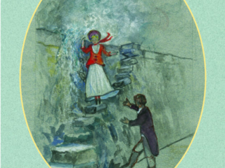 Louisa must be jumped down by Captain Wentworth  - Jane Austen card on sale at Winchester Cathedral gift shop.