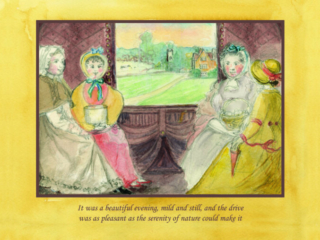 It was a beautiful evening  - Jane Austen card on sale at Winchester Cathedral gift shop.