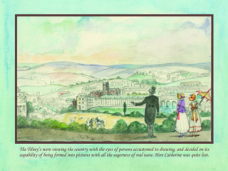 The Tilneys were viewing the country with the eyes of persons accustomed to drawing  - Jane Austen card on sale at Winchester Cathedral gift shop.