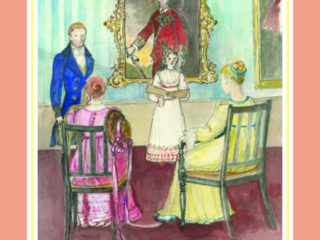 Marianne's performance was highly applauded - Jane Austen card on sale at Winchester Cathedral gift shop.