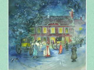 And the bell was rung and the carriages spoken for - Jane Austen card on sale at Winchester Cathedral gift shop.