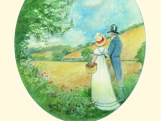 They had a very fine day for Box Hill - Jane Austen card on sale at Winchester Cathedral gift shop.